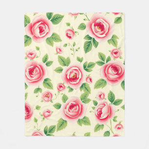 Antike Bouquet aus rosa Rosen, pastellfarbene Blum Fleecedecke