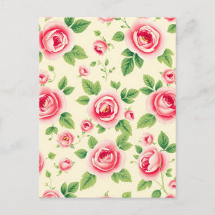 Antike Bouquet aus rosa Rosen, pastellfarbene Blum Postkarte