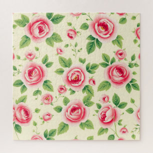 Antike Bouquet aus rosa Rosen, pastellfarbene Blum Puzzle