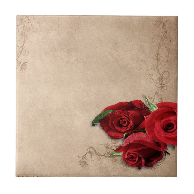 Antike Brandy Rose Fliese (Vorderseite)