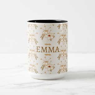 Antike braune Blumen Botanical 15oz Tasse