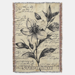 Antike braune Blumen Kalligrafie Pergament Decke