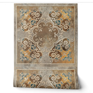 Antike braune Sepia-Ornamentfliese 3 Tapete