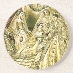 Antike Braut Vintage-Hochzeit Getränkeuntersetzer