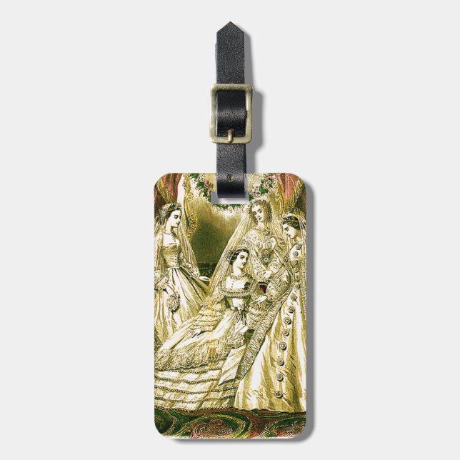 Antike Bride Vintage Wedding Gepäckanhänger (Vorderseite vertikal)