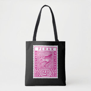 Antike Briefmarke Perak Tiger in Rosa