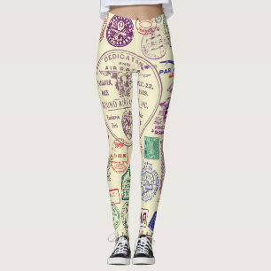 Antike Briefmarken, dekoratives Dokumentenset. Leggings