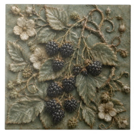 Antike Brombeerranke Botanisches Faux-Relief Fliese