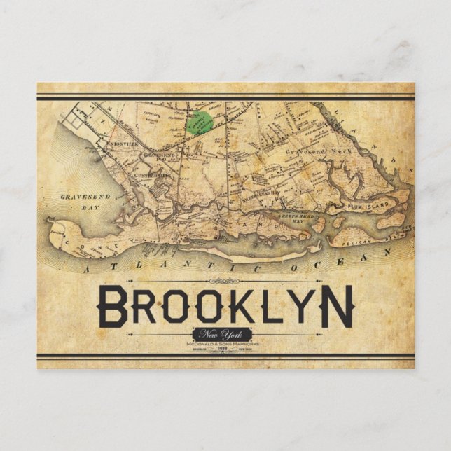 Antike Brooklyn-Postkarte Postkarte (Vorderseite)