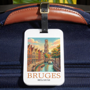 Antike Brügge Belgien Kanal Kunst Gepäckanhänger