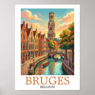 Antike Brügge Belgien Kanal Kunst Poster