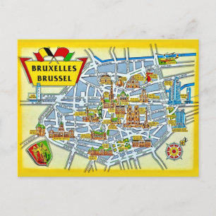 Antike Brüsseler Stadtplan-Postkarte Postkarte