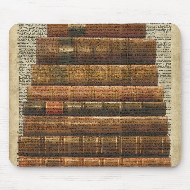 Antike Buch-Illustration über Wörterbuch-Seite Mousepad (Vorne)