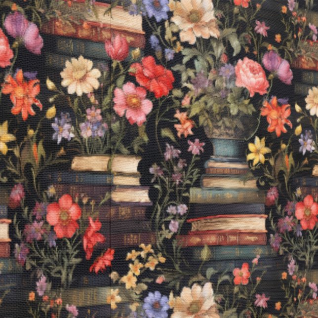 Antike Bücher und Blumen Tapete (Naht)