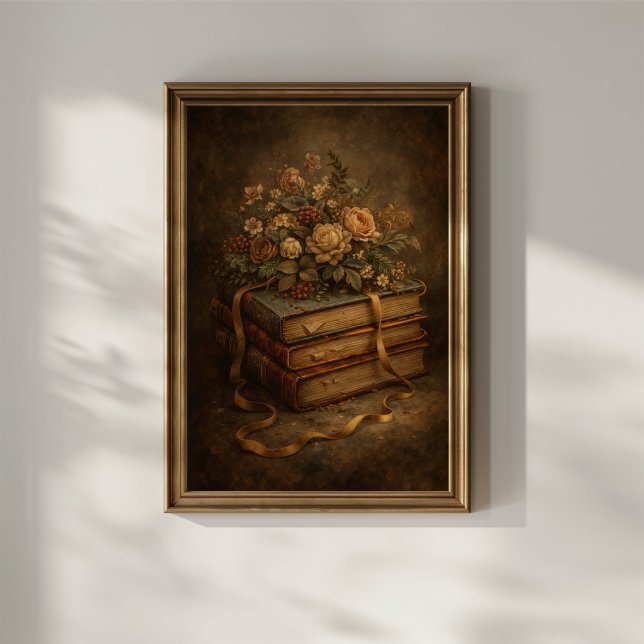 Antike Bücher und Herbstblumen Poster (Von Creator hochgeladen)