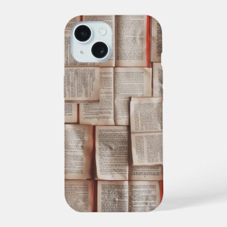Antike Buchseiten Offene Bücher Bibliophile iPhone 15 Hülle