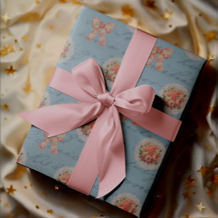 Antike Buchstaben Vintage Rose Seilraupen Geschenkpapier