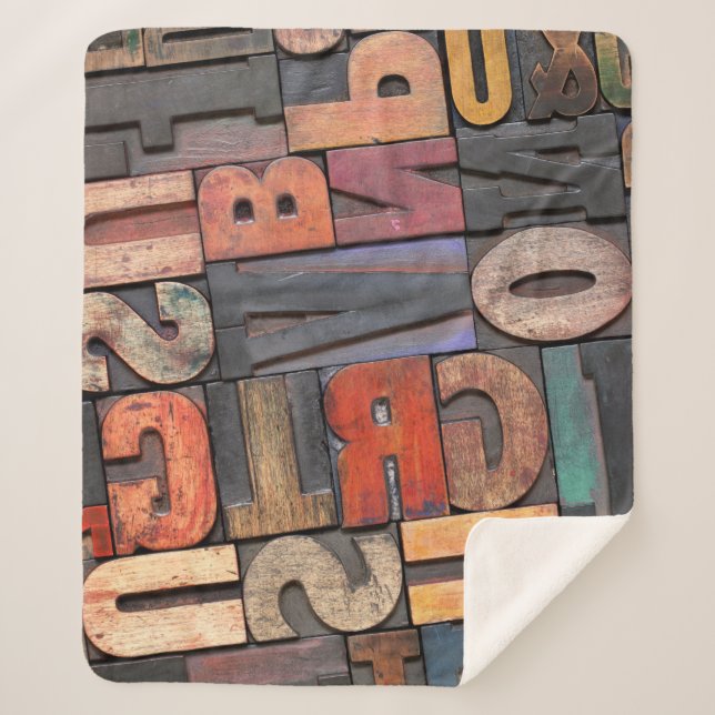 Antike Buchstabenblöcke mit Farbtinte Sherpadecke (Vorderseite)