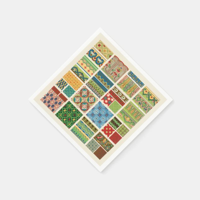 Antike bunte Patchwork-Papier-Serviette Serviette (Ecke)