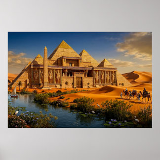 Antike Burg aus dem sengenden Sand Poster