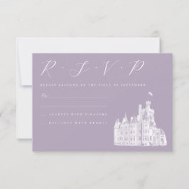 Antike Burg-Illustration Lavendel-Hochzeit RSVP Karte