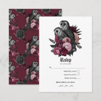 Antike Burgunder-Eulen-Gotische Hochzeit