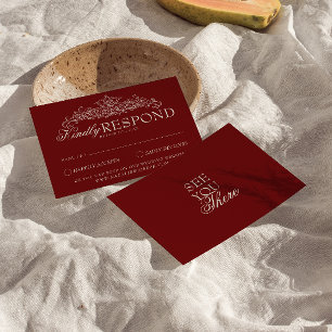 Antike Burgunder-Rot Hochzeit im Stil des alten Ge RSVP Karte
