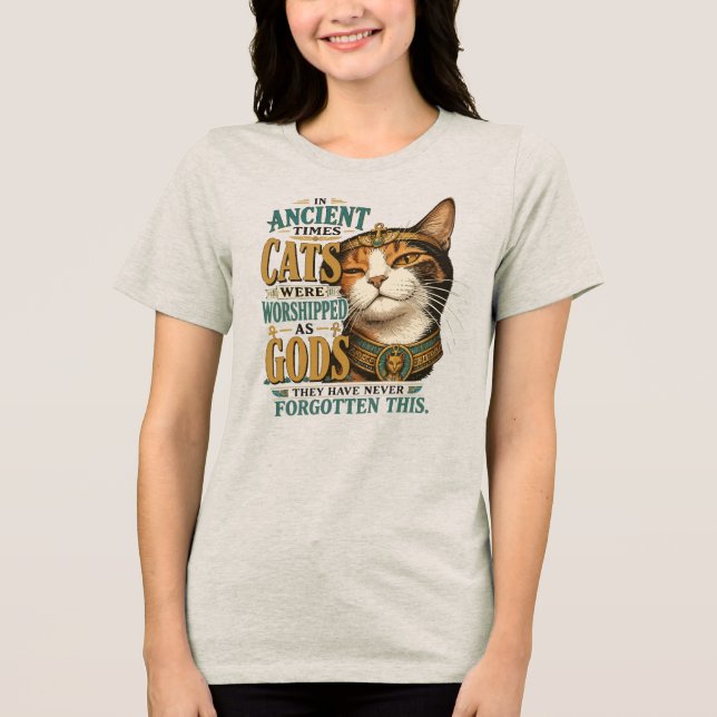 Antike Calico-Katzenattitüde Tri-Blend Shirt (Vorderseite)