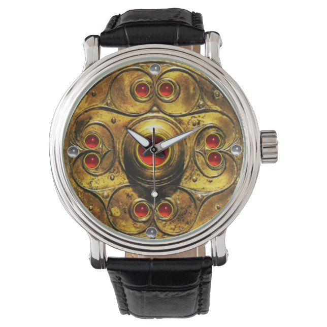 ANTIKE CELTIC WARRIOR SHIELD WITH RUBY GEMSTONES ARMBANDUHR (Vorderseite)