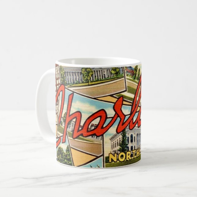 Antike Charlotte NC Postkarte Kaffeetasse (Vorderseite Links)