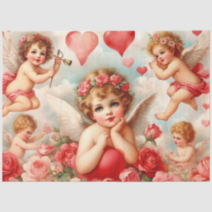 Antike Cherub Engel und Herzen Seidenpapier