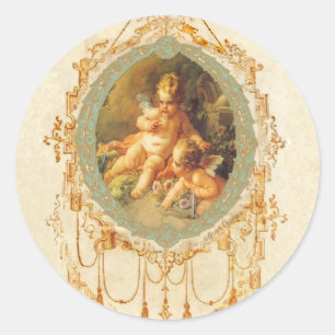 Antike-Cherub-Verzierte-Kunst-Design-Aufkleber-Eti Runder Aufkleber