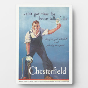 Antike Chesterfield Zigarettenwerbung Fotoplatte
