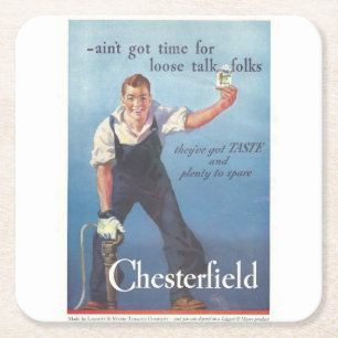 Antike Chesterfield Zigarettenwerbung Rechteckiger Pappuntersetzer