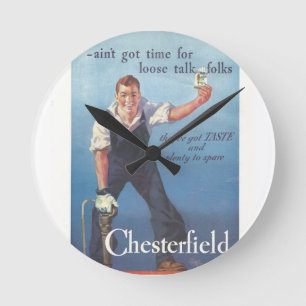 Antike Chesterfield Zigarettenwerbung Runde Wanduhr