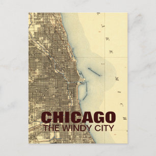 Antike Chicago-Karte Postkarte