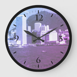 Antike China Hongkong Bucht Wolkenkratzer Ansicht Große Wanduhr