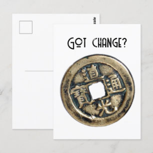 Antike chinesische Banliangmünze, Design "Got Chan Postkarte