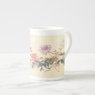 Antike chinesische Blumengemälde von Ju Lian Repro Prozellantasse