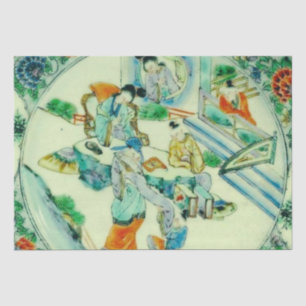 Antike chinesische grüne Chinoiserie Blumen Dekoup Seidenpapier