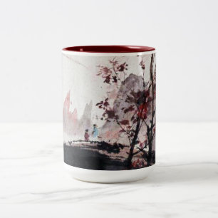 Antike chinesische Malerei Tee/Kaffeetasse Zweifarbige Tasse