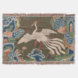 Antike chinesische weiße Vogel-Seidenstickerei-Dru Decke