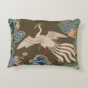 Antike chinesische weiße Vogel-Seidenstickerei-Dru Dekokissen
