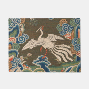 Antike chinesische weiße Vogel-Seidenstickerei-Dru Fußmatte