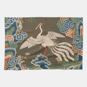 Antike chinesische weiße Vogel-Seidenstickerei-Dru Geschirrtuch