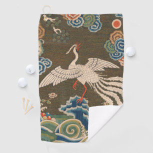 Antike chinesische weiße Vogel-Seidenstickerei-Dru Golfhandtuch