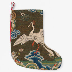Antike chinesische weiße Vogel-Seidenstickerei-Dru Kleiner Weihnachtsstrumpf