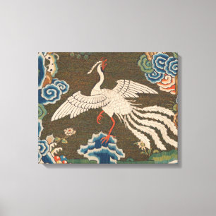 Antike chinesische weiße Vogel-Seidenstickerei-Dru Leinwanddruck