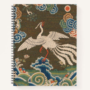 Antike chinesische weiße Vogel-Seidenstickerei-Dru Notizbuch