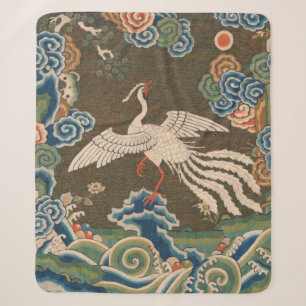 Antike chinesische weiße Vogel-Seidenstickerei-Dru Sherpadecke